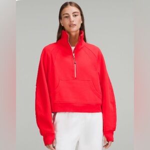 Lululemon Oversized Funnell Neck Half Zip Scuba in Carnation Red (XS/S)